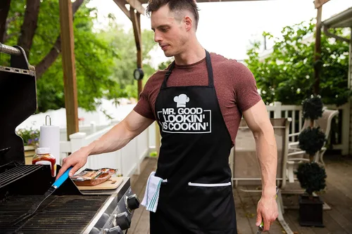 Miniatura 4 de ALLER HOME&KITCHEN Delantal divertido para hombres, 2 bolsillos grandes, talla única, delantal de chef para asar, cocinar, accesorios de barbacoa