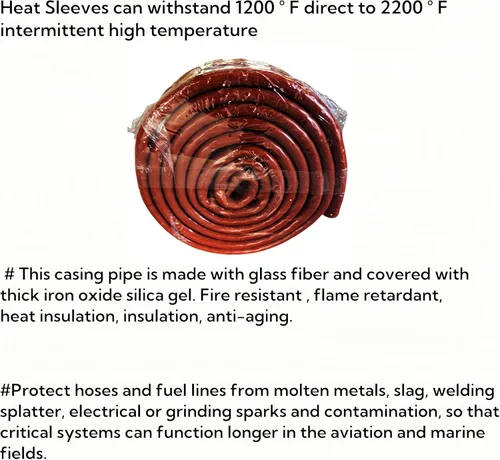 Miniatura 3 de 1-1/5"(30mm) ID protección térmica contra incendios armadura térmica de fuego manga de silicona recubierta de fibra de vidrio para líneas de Rojo