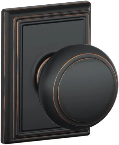 Schlage F10 AND 716 ADD - Pomo Andover con moldura Addison, cerradura de paso para pasillos y armarios, bronce envejecido