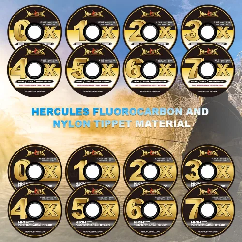Miniatura 7 de HERCULES Tippet de pesca con mosca, paquete de 3 con soporte para volquetas, 55 yardas