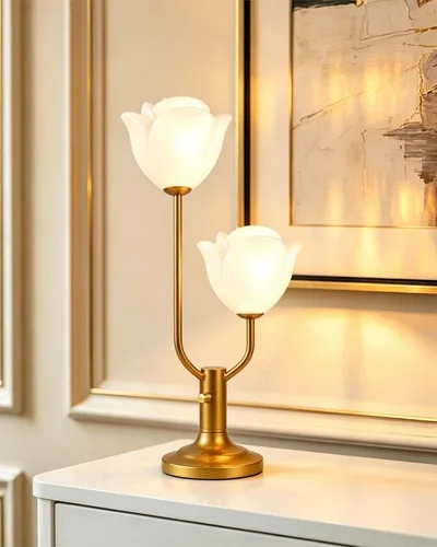 Miniatura 16 de Lightdot Lámpara de Mesa de Flores Doradas para Dormitorio, 2 Cabezas Florales 3000K Luz Blanca Cálida Regulable Lámparas de Mesita de Noche