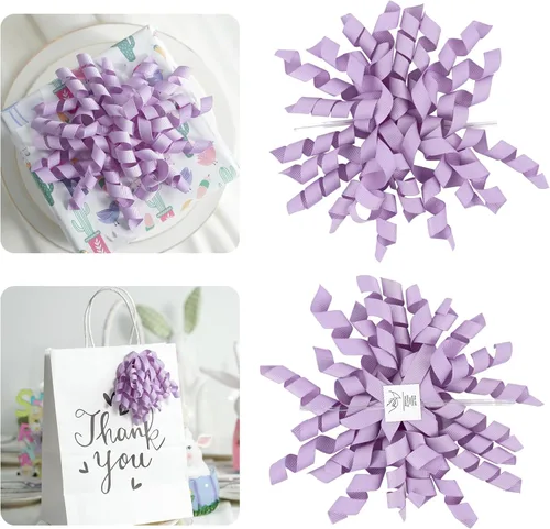 Miniatura 10 de AIMUDI Lazos Blancos de 4" Lazos Blancos Burst Lazos de Cinta Rizada Autoadhesivos para Envolver Regalos Cinta Grosgrain Lazos con Amarre Torcido