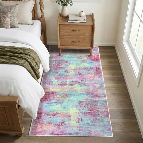 Miniatura 722 de IOHOUZE Alfombra abstracta lavable de 3 x 12 pies para pasillos, antideslizante para cocina, camino de entrada de lana sintética para interiores