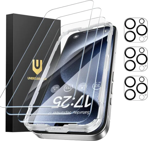 Miniatura 12 de UNBREAKcable Paquete de 3 protectores de pantalla para iPhone 17 Pro con protección de cámara, dureza 9H, claridad HD, antihuellas, compatible