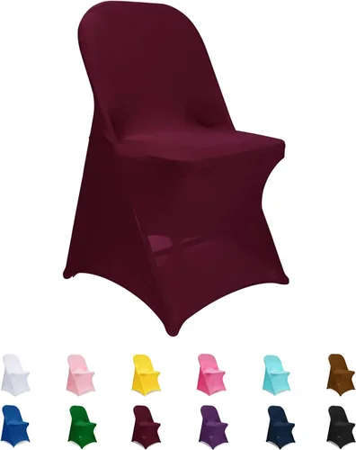 Miniatura 16 de Fundas para sillas plegables de elastano, 6 unidades, color negro, fundas ajustables universales para sillas para bodas, fiestas, banquetes