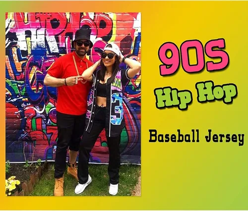 Miniatura 5 de Amzdest Ropa de los años 90 para mujer, disfraz unisex de hip hop para fiesta, camiseta de béisbol Bel Air, camisa de manga corta con botones