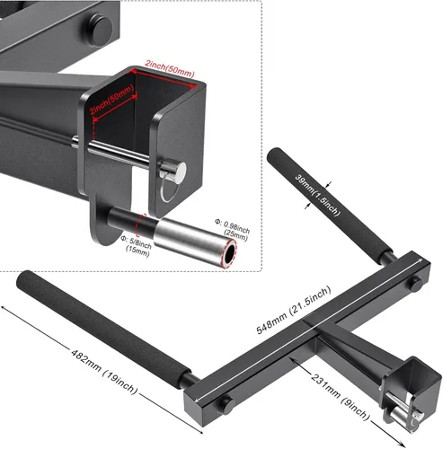 Miniatura 9 de Kipika Y-Shaped Dip Bar for Power Cage with 5/8" or 1" Hole - Dip Bar Attachments for Home Gym - Heavy Duty Power Rack Attachments - Squat Rack Para
