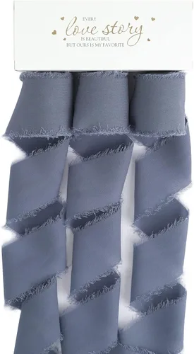 Miniatura 9 de MEEDEE Cinta de gasa azul oscuro de 2 pulgadas, cinta deshilachada de gasa azul polvoriento para manualidades, cintas de gasa de seda para envolver