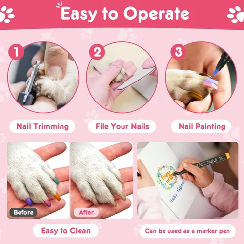 Miniatura 5 de MSDADA Bolígrafos de esmalte de uñas para perros de secado rápido, juego de esmaltes de uñas de 9 colores para perros, seguro y fácil de aplicar