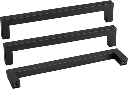Miniatura 27 de Goldenwarm 1 paquete de manija cuadrada negra para cajones de gabinete de barra, de acero inoxidable, herrajes modernos para gabinetes de cocina