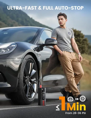 Miniatura 8 de Lamicall Inflador portátil de neumáticos de automóvil, compresor de aire [150 PSI] [4 veces más rápido], bomba de aire inalámbrica para automóvil