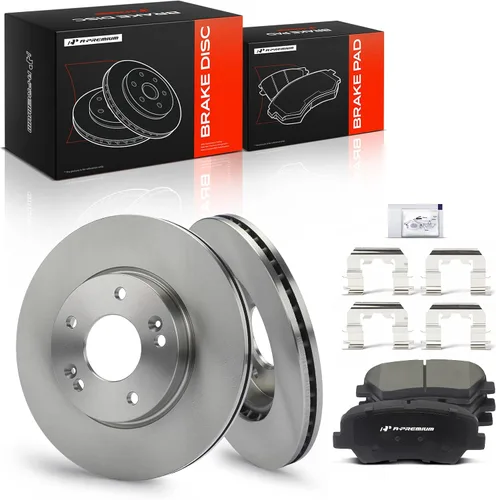 Miniatura 11 de A-Premium Rotores de freno de disco perforados y ranurados delanteros de 11.02 pulgadas (11.024 in) + kit de pastillas de cerámica compatible