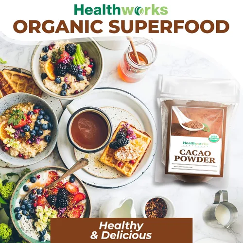 Miniatura 8 de Healthworks Superfoods Polvo de Cacao Orgánico – 16 Oz / 1 Lb – Sustituto de Chocolate de Cacao – Rico Sabor a Chocolate – Sin Azúcar, Keto, Vegano