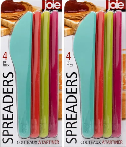 Miniatura 8 de Joie Juego de esparcidores, cuchillos de plástico reutilizables, fuertes y duraderos, ideal para mantequilla, gelatina, queso crema y mantequilla