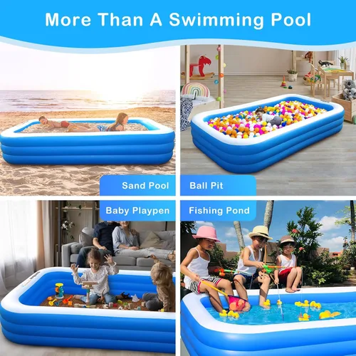 Miniatura 8 de Sumbee Piscina inflable para niños de 4 a 8 a 12 años y adultos, 120 x 72 x 22 pulgadas con PVC grueso, 306 galones, piscina rectangular grande