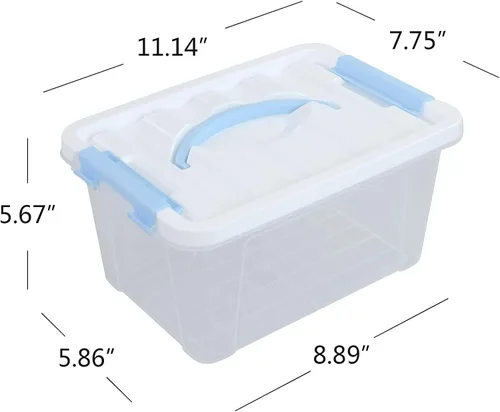 Miniatura 3 de Caja de almacenamiento de plástico de 6 litros, contenedor de almacenamiento transparente con tapas, juego de 6