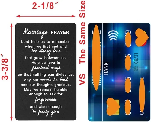 Miniatura 3 de Tarjeta de oración de matrimonio, tarjeta de aluminio grabada, boda perfecta para marido, cabe en la cartera