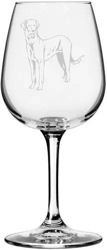 Miniatura 43 de Copa de vino de 12.75 onzas con diseño de perro grabado