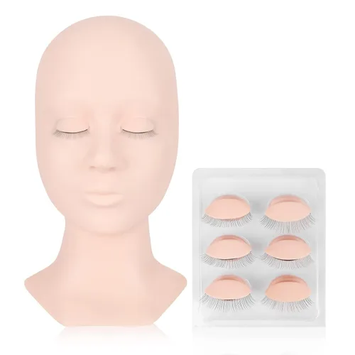 Miniatura 30 de Cabeza de maniquí para entrenamiento de prácticas de maquillaje, extensiones de pestañas, pinturas, herramienta suave de LASHVIEW