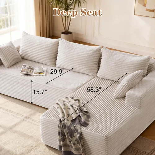 Miniatura 4 de PARKOL Sofá modular Cloud de 105 pulgadas con diván en forma de L, moderno sofá modular con asiento profundo, sofás tapizados para sala de estar