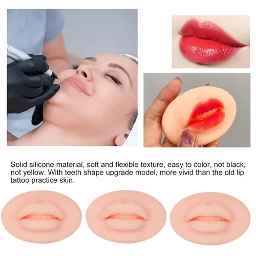Miniatura 6 de Tattoo Fake Lips 3Pcs Tattoos Practice Lips 5D Silicone Lip for Makeup Practices Realistic Tattooss Practicess Skins Training Microblading Practics