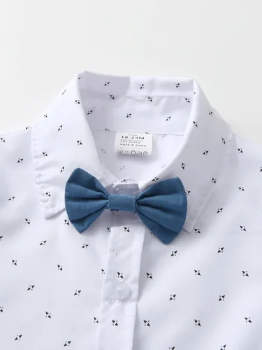 Miniatura 21 de Conjunto de pantalones para bebé, camisa de manga larga + pantalones + corbatín + tirantes, trajes de caballero para niños pequeños