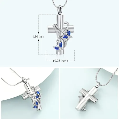 Miniatura 47 de Imrsanl Collar de urna de cruz de mariposa para cenizas, hombres y mujeres, joyería de cremación, colgante de cenizas para cenizas conmemorativas