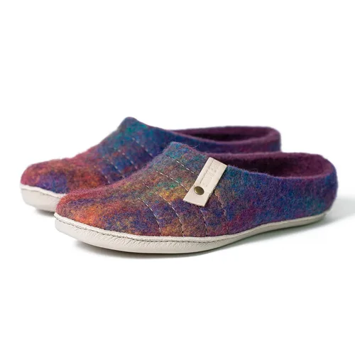 Miniatura 2 de Felted Wool Women's Slippers COCOON - Purple Rainbow Boiled Wool House Shoes