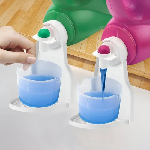 Paquete de 2 colectores/portavasos de detergente líquido para lavandería, se adapta a la mayoría de botellas de tamaño económico, no más fugas ni