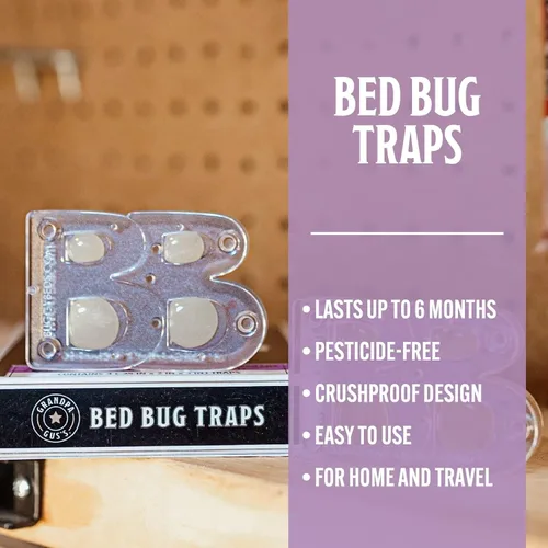 Miniatura 4 de Trampas adhesivas para chinches de Grandpa Gus's para el hogar y viajes, detección temprana, dura hasta 6 meses, diseño pequeño y discreto patentado