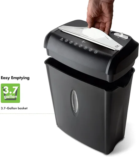 Miniatura 4 de Aurora Trituradora de papel y tarjetas de crédito de alta seguridad con papelera de 3.7 galones, corte cruzado de 8 hojas con cesta Negro