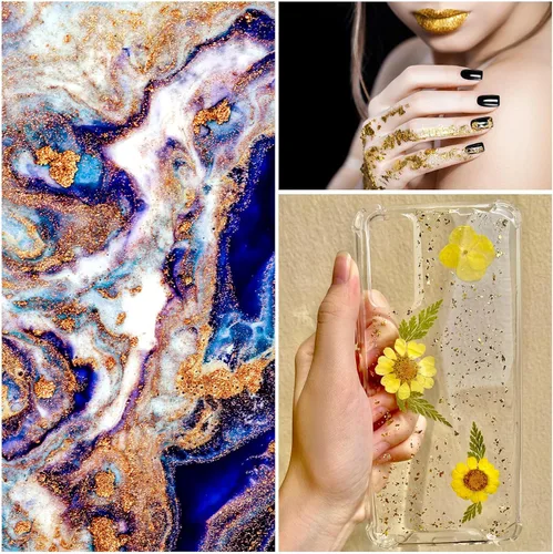 Miniatura 6 de UXCELL Escamas de lámina dorada para resina, 0.11 onzas de hoja metálica, oro de imitación para arte de uñas, arte de resina, manualidades, pintura