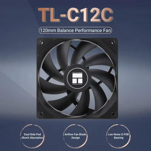 Miniatura 2 de Thermalright Ventilador de CPU TL-C12C, ventilador silencioso PWM de 4.724 in, 4 pines PWM, con rodamiento S-FDB incluido, refrigeración de PC