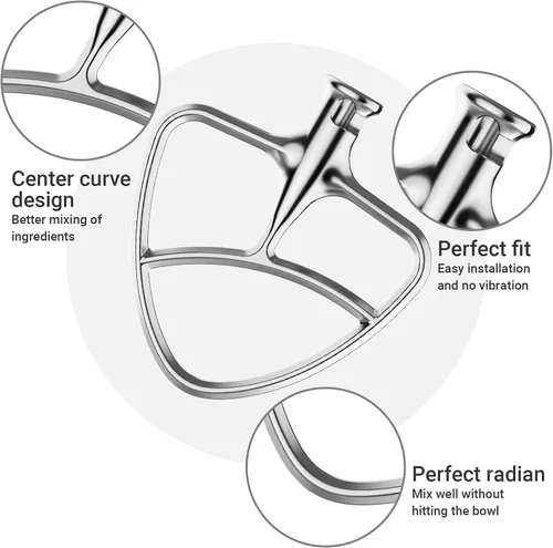 Miniatura 4 de Cofun Accesorio de paleta de acero inoxidable para mezclador KitchenAid, batidor plano para mezclador KitchenAid, se adapta a mezclador de cabeza