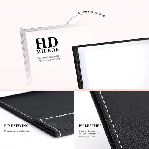 Miniatura 3 de DUcare Espejo de mesa plegable de 6 x 8 pulgadas, escritorio portátil y espejo de viaje con cubierta de piel sintética, soporte ajustable