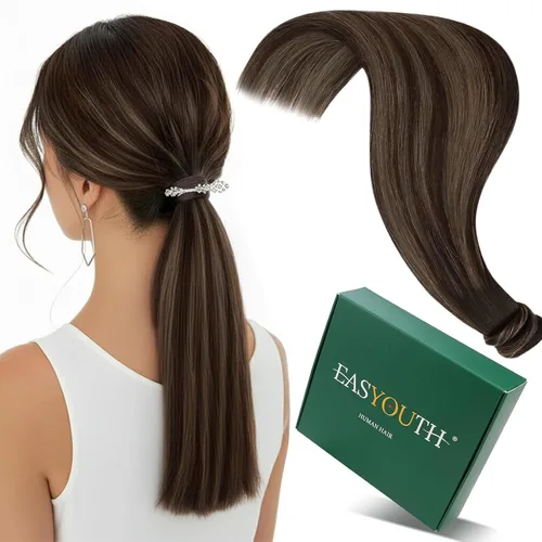 Miniatura 49 de Easyouth Extensión de cola de caballo de cabello humano marrón ombré, extensión de colas de caballo, extensiones de cola de caballo de color marrón
