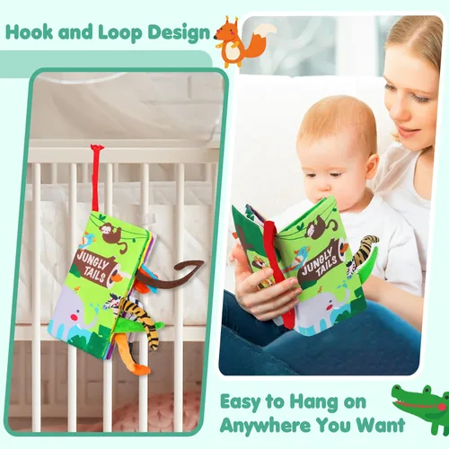 Miniatura 5 de beiens - Libros de tela para bebés, libro táctil y crujiente para bebés de 0-3-6-12-18 meses, juguetes blandos interactivos para cochecitos