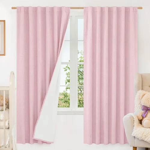 Miniatura 120 de LAMIT Cortinas de lino natural 100 % opacas para ventana, para dormitorio, 45 pulgadas, cortinas térmicas con textura de lino estilo granja