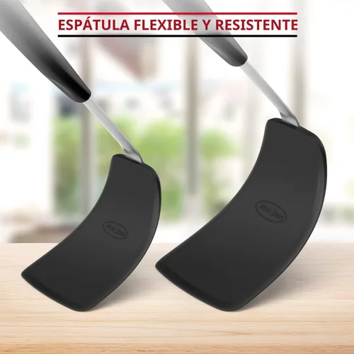 Miniatura 5 de Unicook Paquete de 2 espátulas de silicona flexible, giratorias, resistentes al calor de 600 °F, ideal para voltear huevos, hamburguesas, crepes