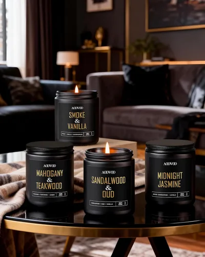 Miniatura 2 de AOOVOO Velas perfumadas para hombres – Paquete de 4 velas para el hogar, cera de soja de 36 onzas, tiempo de combustión de 200 horas, juego de velas
