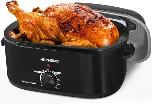 Miniatura 9 de Horno asador de 28 cuartos de galón, bandeja asadora eléctrica con tapa visible y de auto-rociado, horno asador eléctrico grande de acero inoxidable