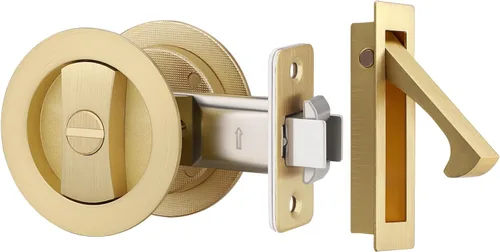 Miniatura 17 de EHOMEWARE 1 paquete de herrajes para puerta de bolsillo negro mate, manijas de puerta de bolsillo empotradas, cerradura de puerta de bolsillo