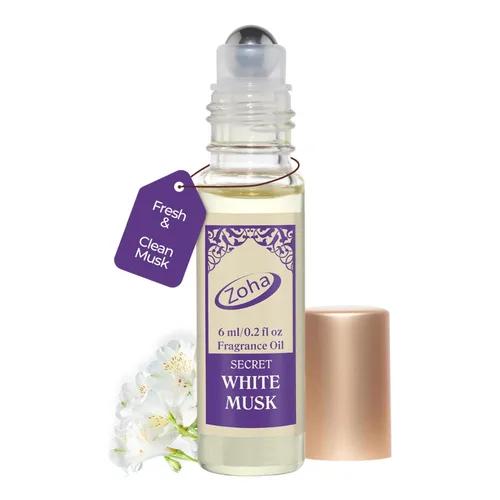 Zoha White Musk | Perfumes enrollables para mujeres y hombres | Aceite de perfume fresco sin alcohol | Fragancia de larga duración de tamaño de