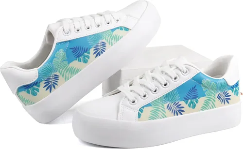 Miniatura 4 de JABASIC Zapatos deportivos de plataforma con cordones y estampado floral para mujer