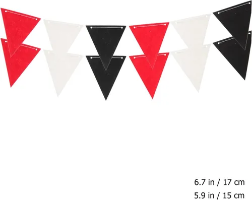 Miniatura 5 de 2 pancartas decorativas para fiestas, banderines negros, rojos, blancos, triangulares, suministros de fiesta de felicitaciones, suministros