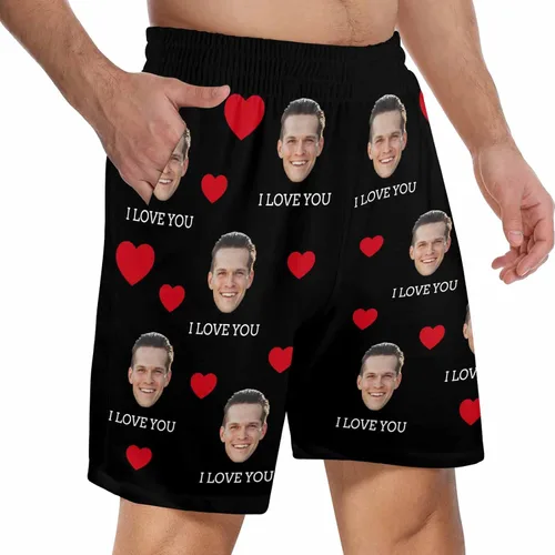 Miniatura 3 de Pantalones de pijama personalizados para la cara, pantalones cortos de pijama personalizados con fotos para dormir, regalos para hombres