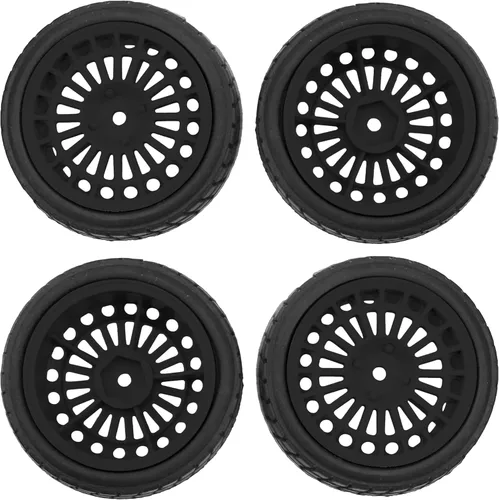 Miniatura 4 de OD2.75 pulgadas de nailon de 0.472 in hexagonales, llantas y neumáticos de goma compatibles con HSP Tamiya HPI Traxxas 1/10 1/12 en carretera, Negro