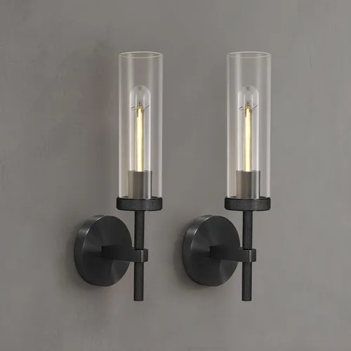 Miniatura 14 de Apliques de Pared de Latón Luces para Interiores, Aplique Lineal Moleteado de 14", Apliques de Pared Dorados para Baño, Apliques de Tocador de Tubo