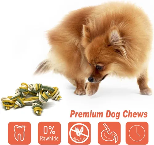 Miniatura 7 de LuvChew Trata de perro de hilo dental triple libre de cuero crudo 15 unids/bolsa
