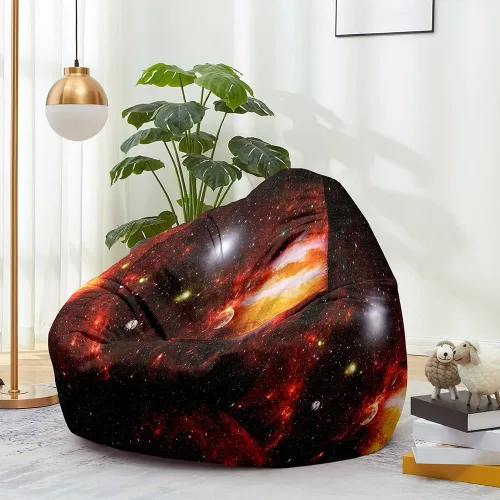 Miniatura 10 de Morbuy Funda para silla puff para niños y adultos (sin relleno), diseño de cielo estrellado 3D, suave, perezoso, funda lavable de gran